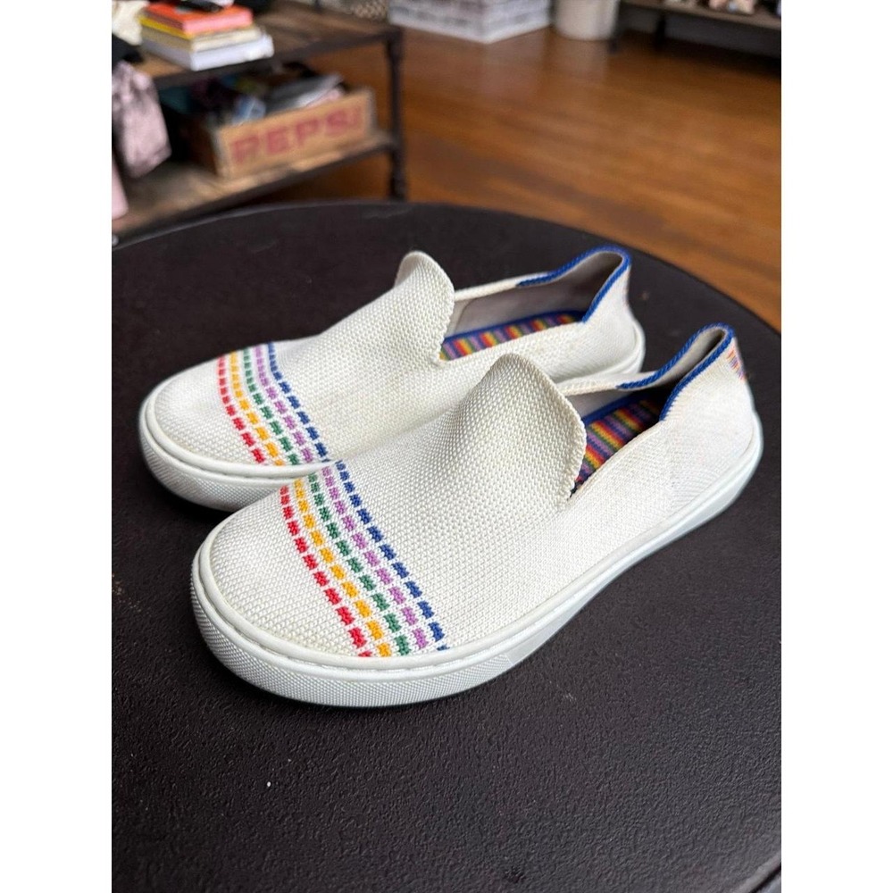 Rothy's Kids White Rainbow SF Pride Limited Edition Sneaker Shoes 13
